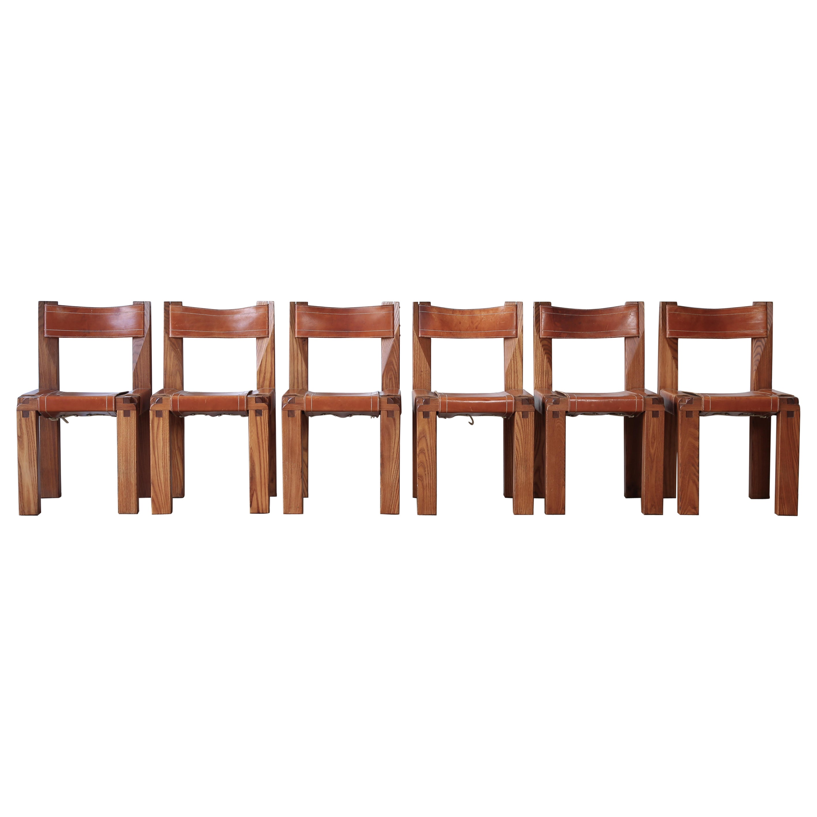 Pierre Chapo S11 Chairs, Set of 6, France, 1960s/70s