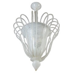Enchanting Venini Atr. Reticello Murano Glass Lantern or Pendants 1940s