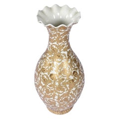 Vaso da palazzo cinese in porcellana Yuhuchunping da 30 pollici in oro e bianco con smerlo