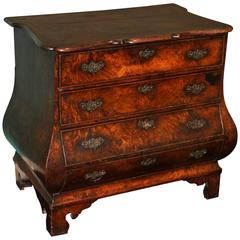 Diminutive 19th Century Dutch Bombe Oak and Walnut Chest or Commode