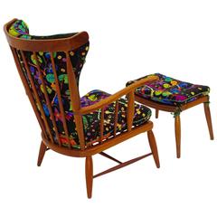 Armchair by Anna Lülja Praun with original Josef Frank Fabric Austria c 1952 1