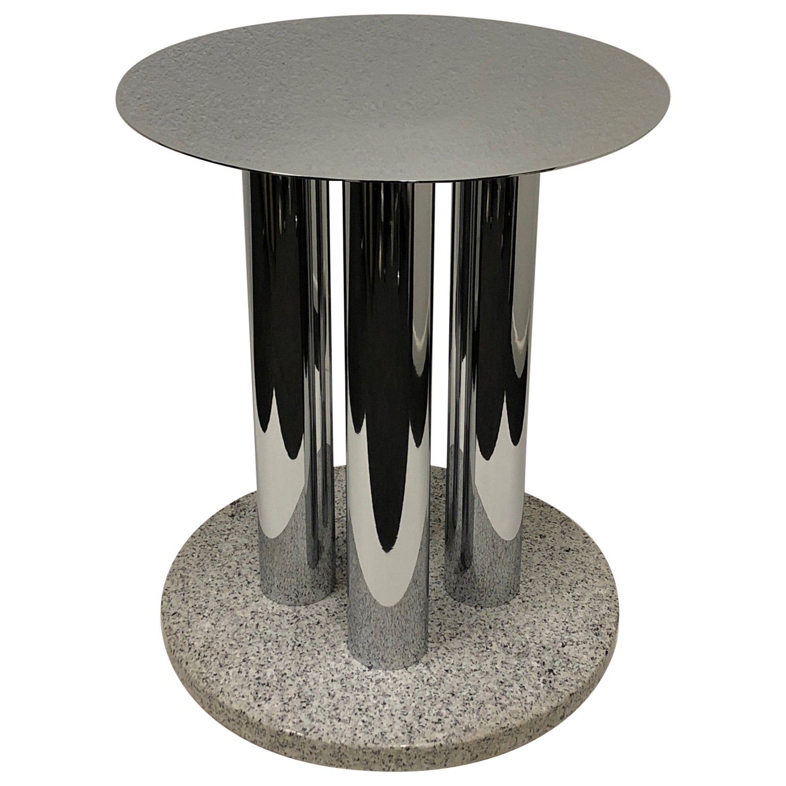Round Chrome and Granite Dining Table Base by Pace Collection