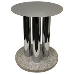 Base per tavolo da pranzo rotonda in cromo e granito di Pace Collection'S