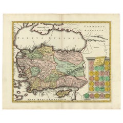 Decorative Antique Map of Cyprus and Asia Minor by Christoph Weigel, Circa 1720