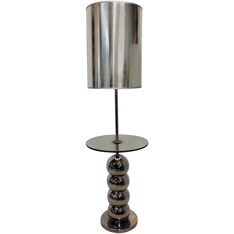 70 S Chrome And Glass Laurel Bubble Table Floor Lamp Custom Shade 70 S Chrome And Glass Laurel Bubble Table Floor Lamp Custom Shade For