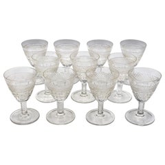 Juego italiano de 10 +1 copas de cristal tallado para aperitivo de los años 30