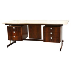 Bureau moderne du milieu du siècle dernier en bois dur et marbre de Novo Rumo, vers les années 1960