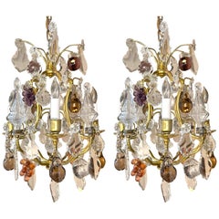 Pareja de Antiguos Candelabros Franceses de Cristal de Baccarat y Bronce Dorado, Circa 1890's.
