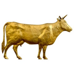 Gilded Metal Cow Wall Sculpture