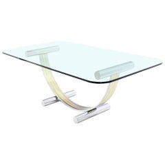 Thick Glass Top Dining Conference Table in  Romeo Rega Style