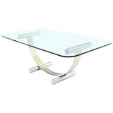 Thick Glass Top Dining Conference Table in  Romeo Rega Style