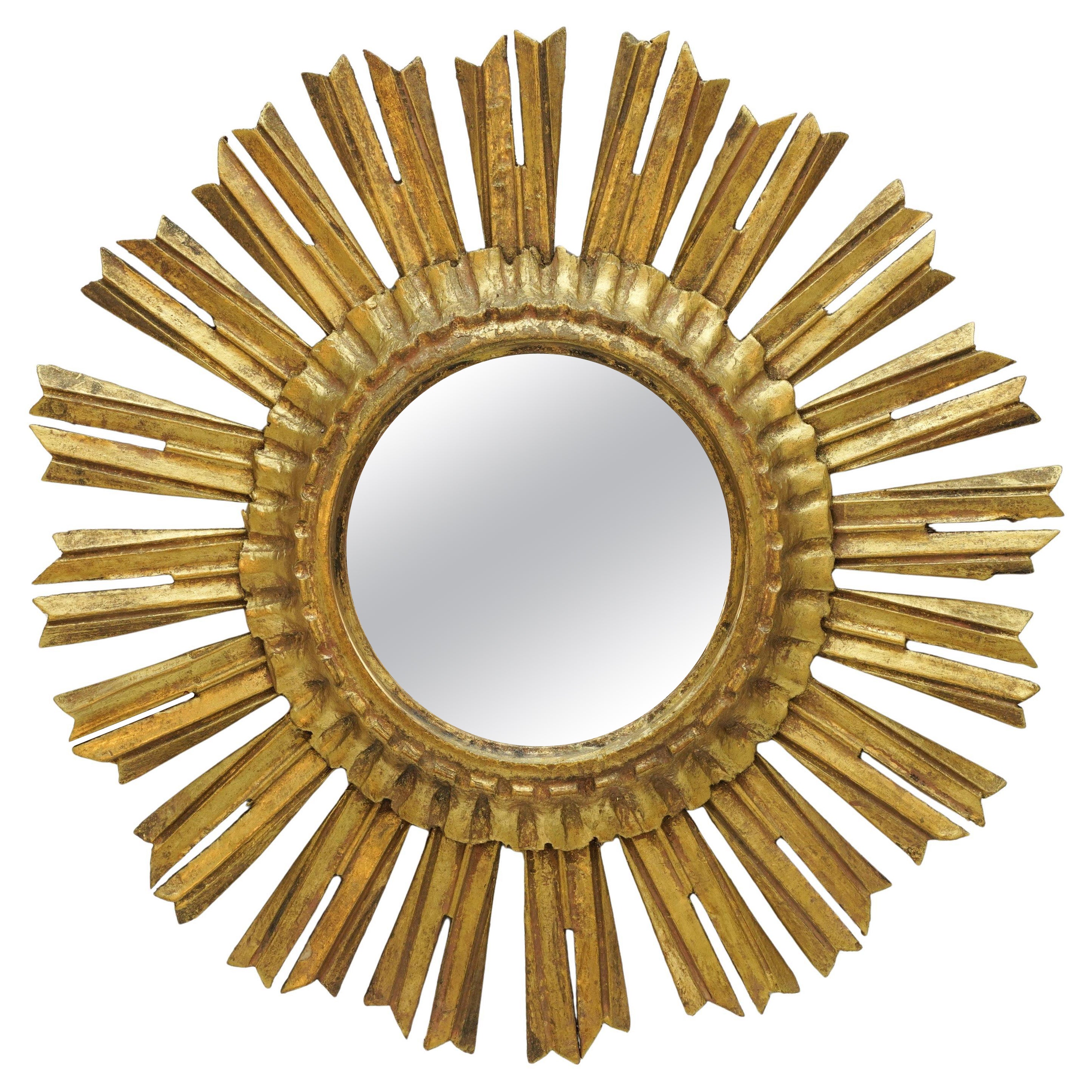 Französisch vergoldet Sunburst oder Starburst Spiegel (Durchmesser 15 5/8)