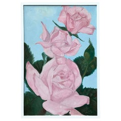 Pittura a olio originale su tela con motivi floreali di Boho vintage