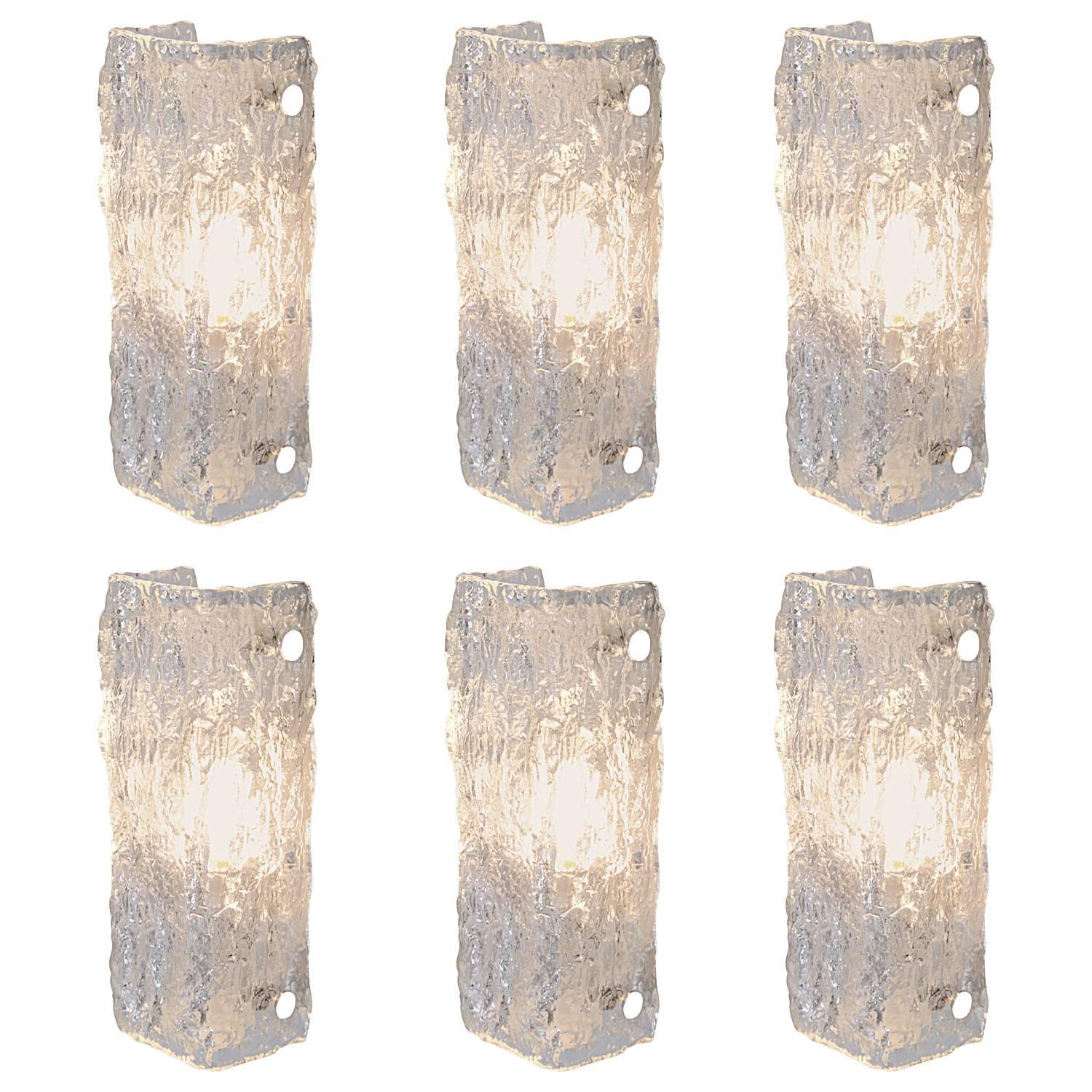 One of Five Ice Glass Sconces of Wall Lights by Kaiser Leuchten