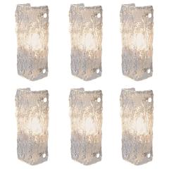 One of Six Ice Glass Sconces of Wall Lights by Kaiser Leuchten 1
