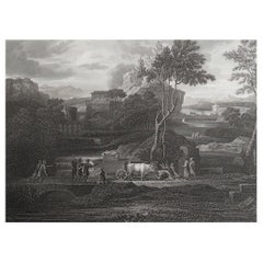 Original Antique Print of The Return of The Ark After Sebastien Bourdon. C.1850