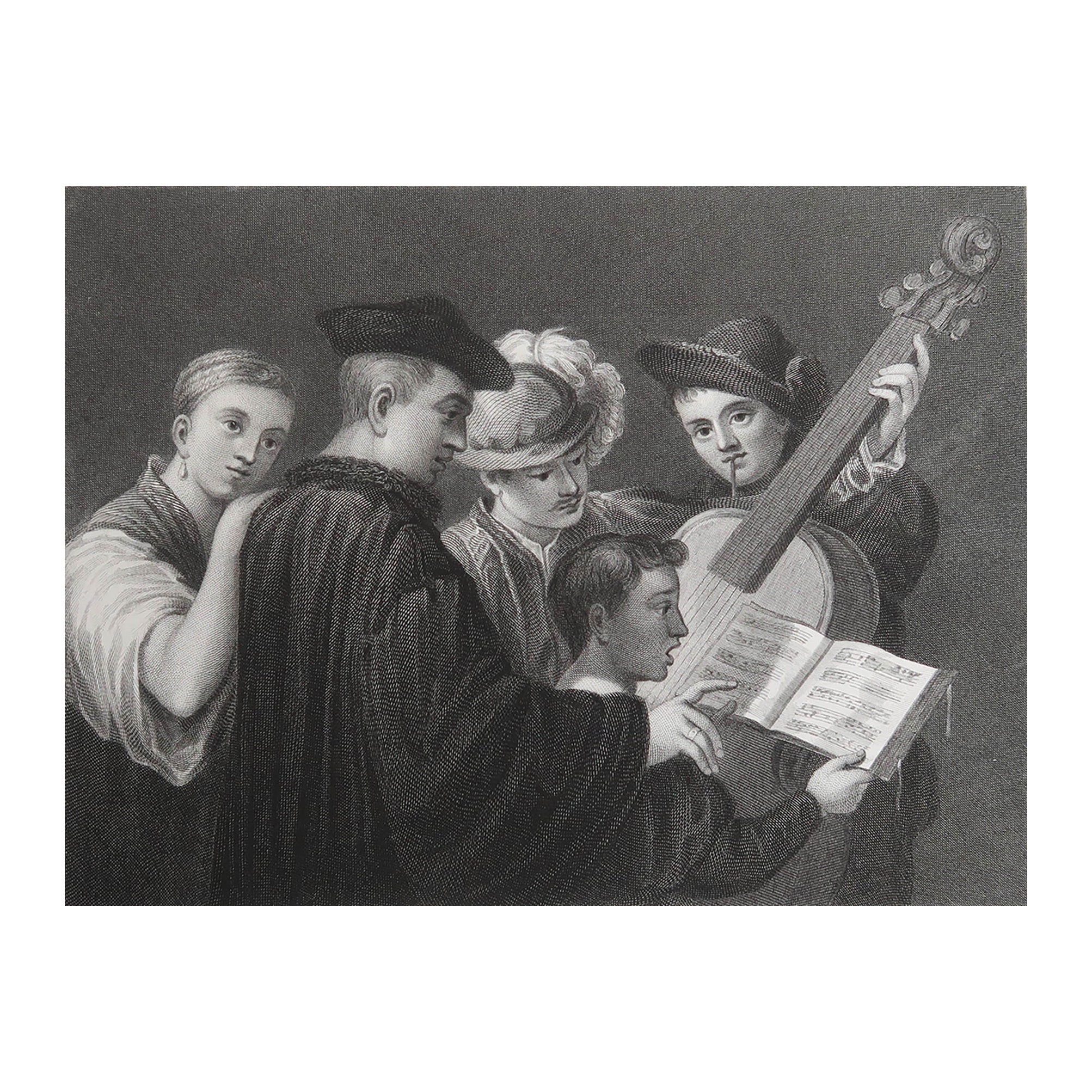 Original Antique Print of A Music Party After Titian. C.1850
