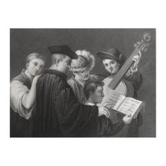 Original Antique Print of A Music Party After Titian. C.1850