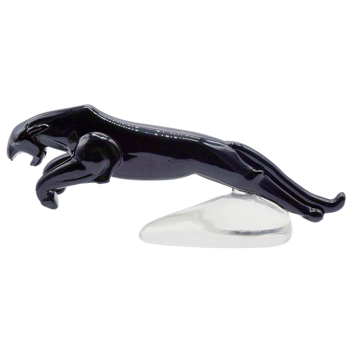 Large Deco sculpture of a panther in Murano glass, 1940s