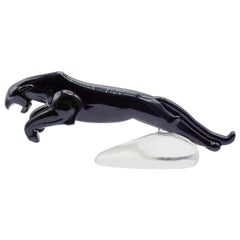 Large Deco sculpture of a panther in Murano glass, 1940s