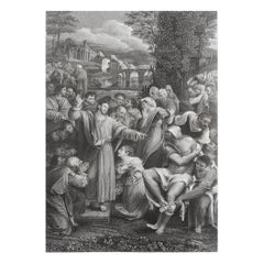 Impression ancienne d'origine du raisin de Lazarus d'après Del Piombo. C.1850