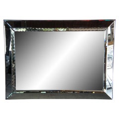 Large Vintage Venetian Style Beveled Glass Over Mantel Wall Hanging Mirror 61"