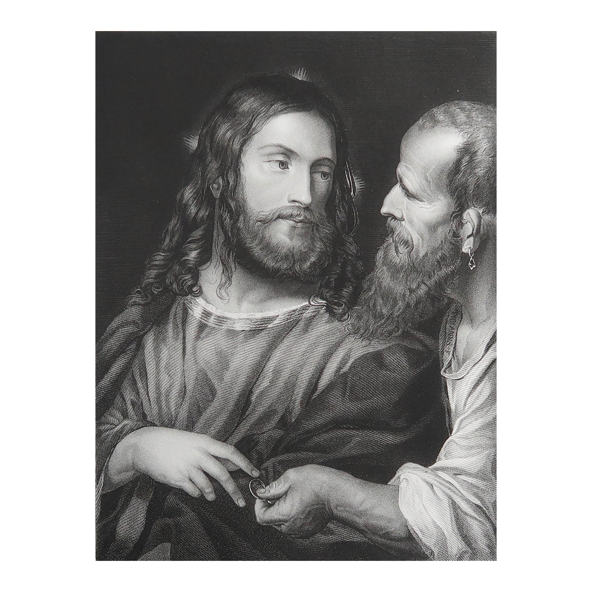 Original Antique Print of The Tribute Money After Titian. C.1850