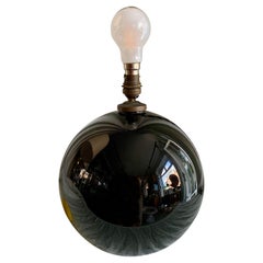 Lámpara vintage negra Art Decó de cristal opalino