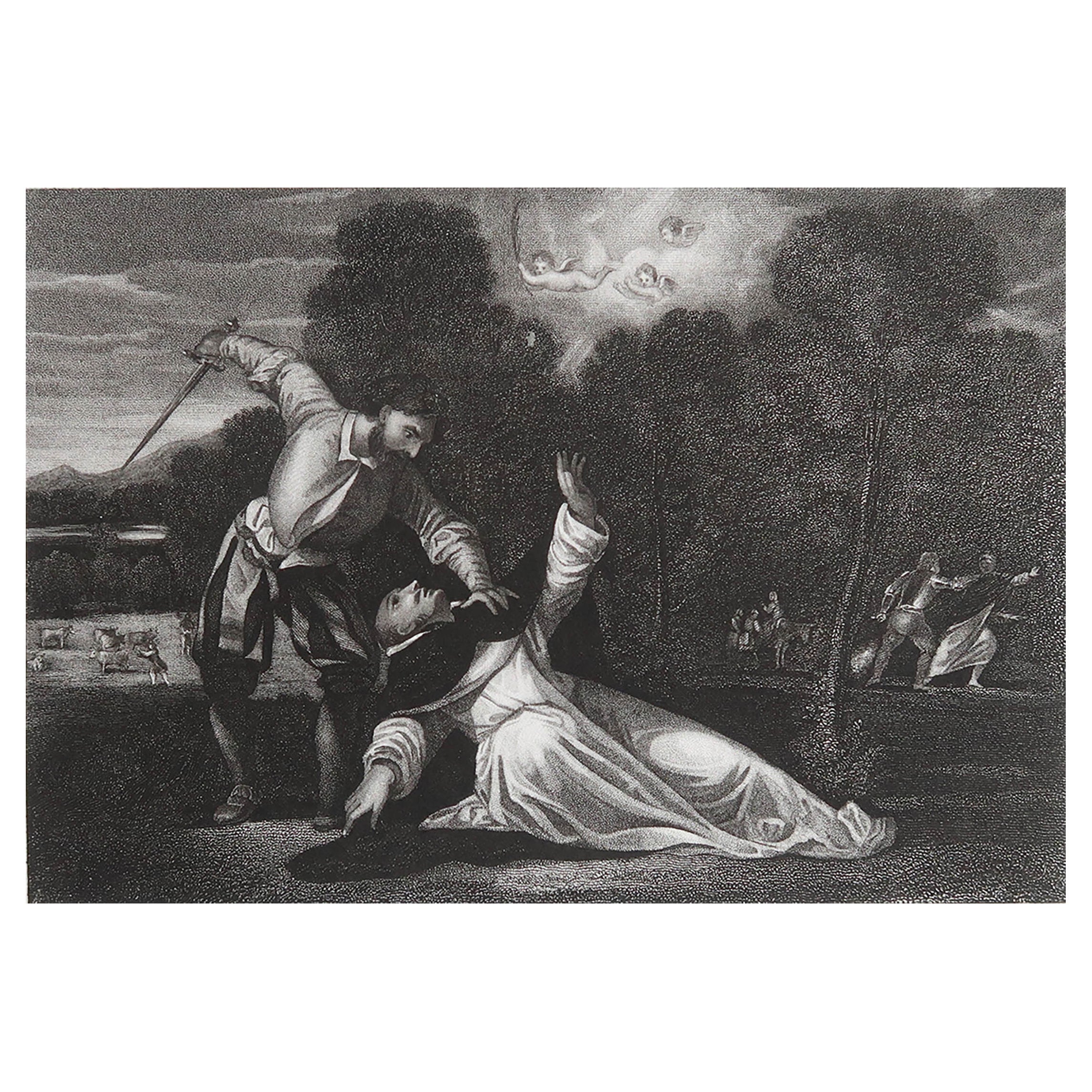 Stampa antica originale di Il martirio di Peters dopo Giorgione. C.1850