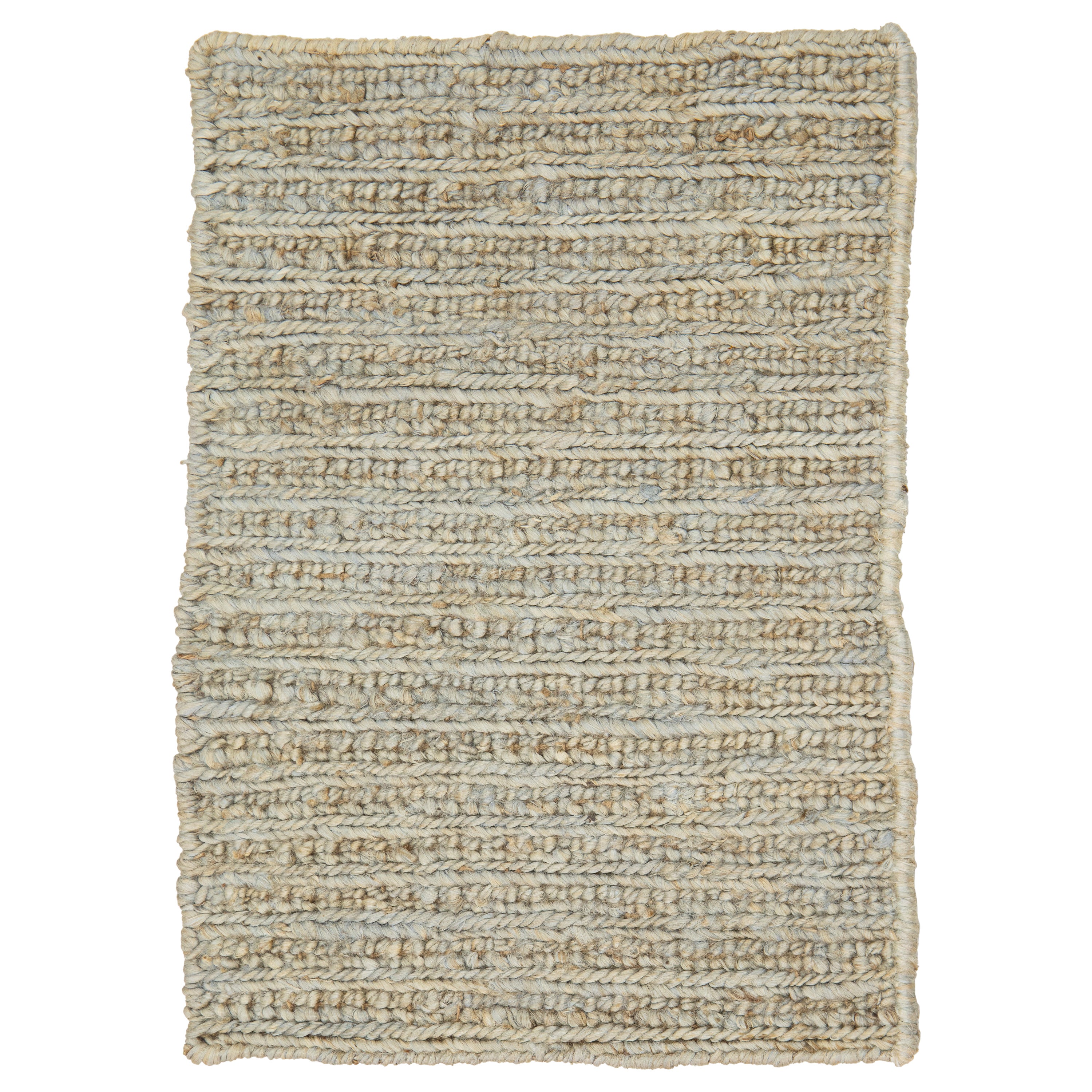 Modern Natural Jute Rug Handmade In Beige and Gray For Sale