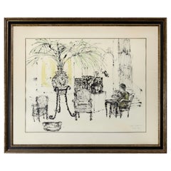 Sophie Fordon Cordoba Spanien 1971 Signierte modernistische Aquarellzeichnung, gerahmt, Sophie Fordon