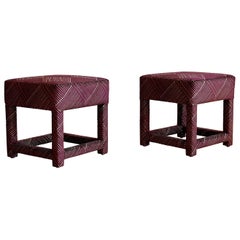 Italian Velvet Parson Stools, a Pair