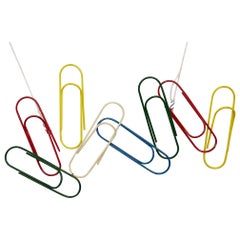 Vintage Pop Art, C. Jere Style Multi-Colored Paperclip Wall Sculpture