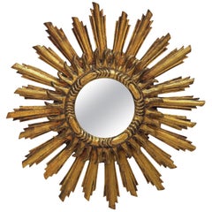 Large Spanish Gilt Sunburst or Starburst Mirror (Diameter 29 1/4)
