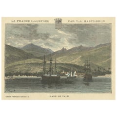 Rade de Taïti: 1883 Hand-Colored Engraving of Tahiti Harbor, La France Illustree