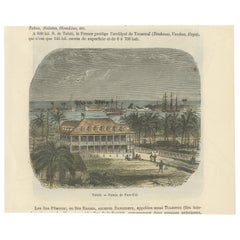 Pointe de Faré-Uté, Tahiti: Hand-Colored 19th Century Engraving