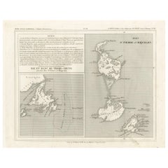 Terre-Neuve et St. Pierre & Miquelon : Carte française non colorée d'environ 1820