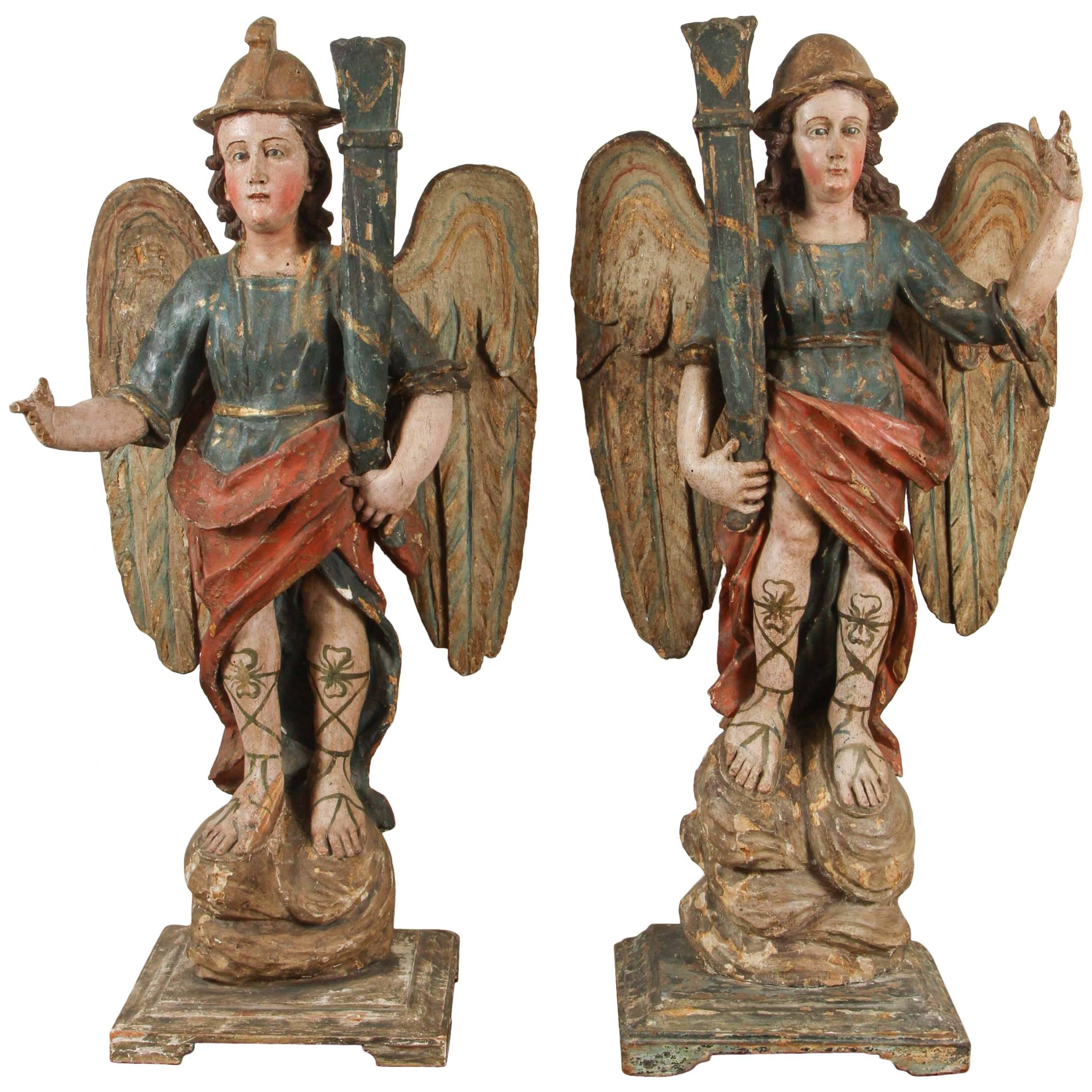 Rare, Large, 18th Century Angel Candlesticks