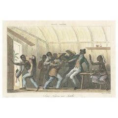 Nachtszene auf den Westindischen Inseln: Handkolorierter Kupferstich von Masson aus dem Jahr 1837