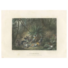 Die Einnahme der Schlucht aux Couleuvres in Saint-Domingue: Kupferstich von circa 1855