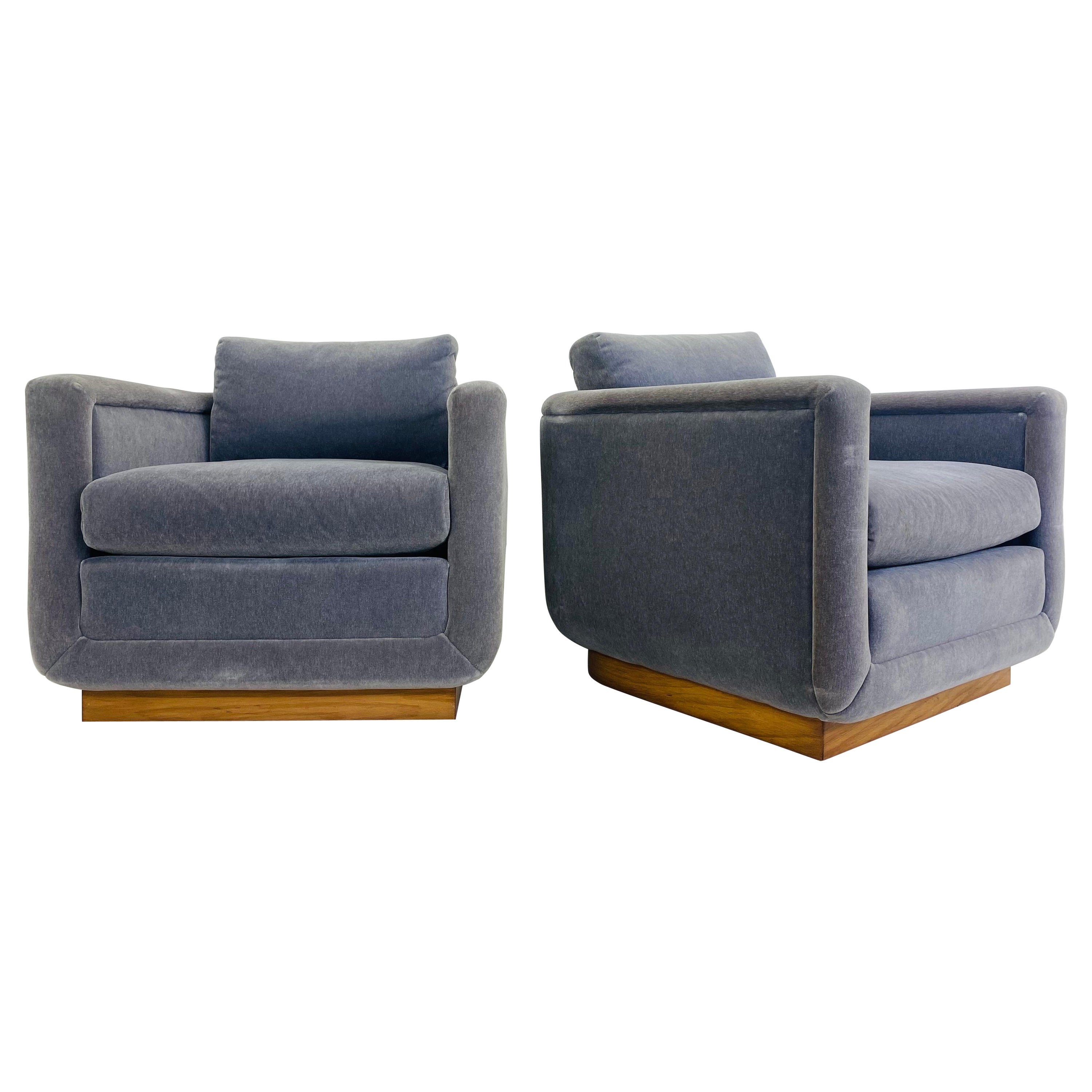 Mid-century vintage deco inspired plush Mohair club shares/a pair