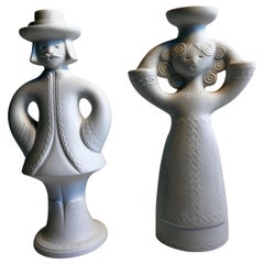 Porcelain Figurative Candle Holders in the style of Bjorn Wiinblad by AK Kaiser