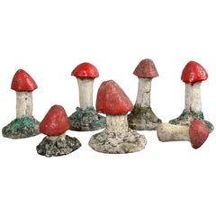 Vintage Adorable Painted Cast Mushrooms