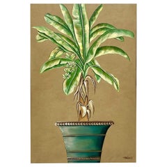 Vintage By Monumental Banana Leaf Pittura a olio originale su tela