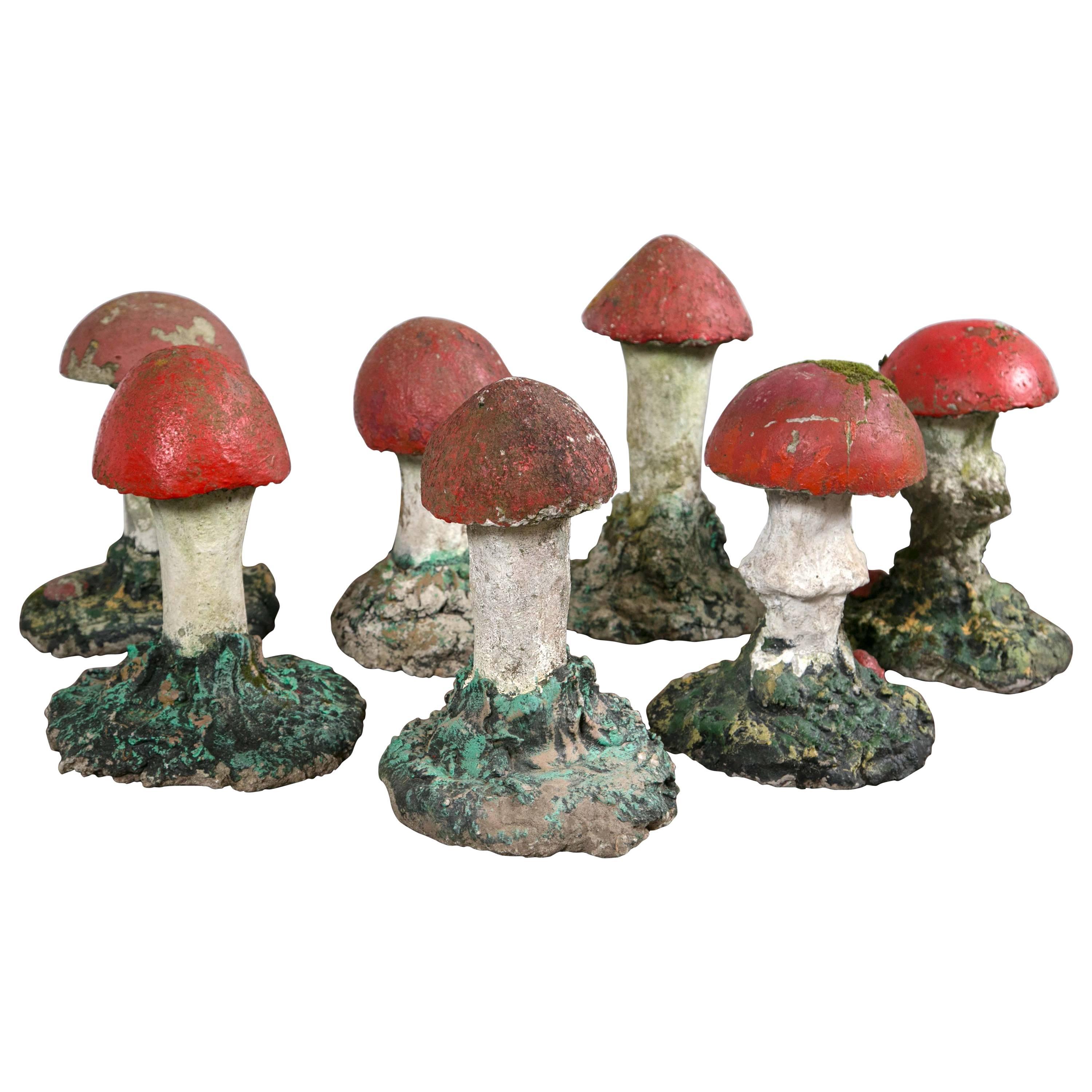 Adorable Painted Cast Mushrooms For Sale