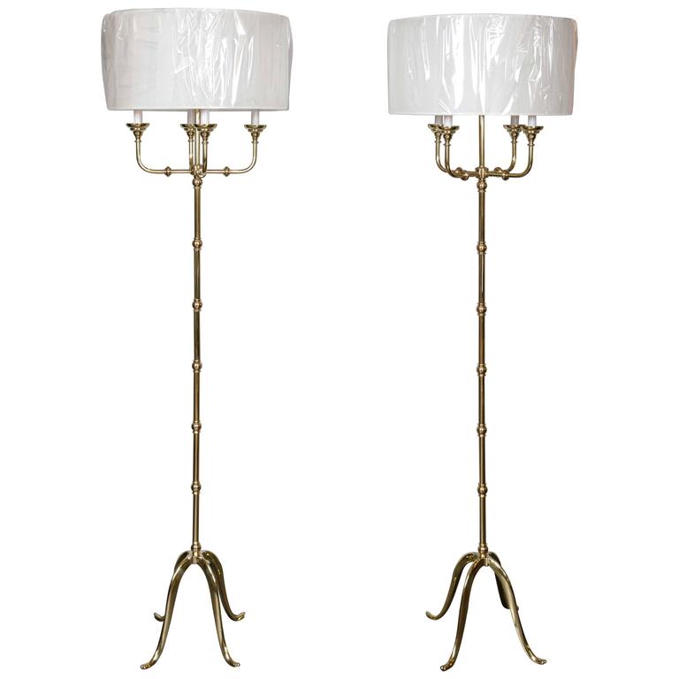 Pair of Brass Floor Lamps For Sale at 1stdibs