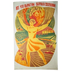 G. Gausman Original Soviet Art Poster on Agriculture - USSR - CCCP - 1978