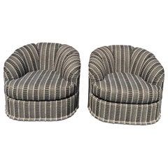 Pair of 1980's Striped Swivel Chairs