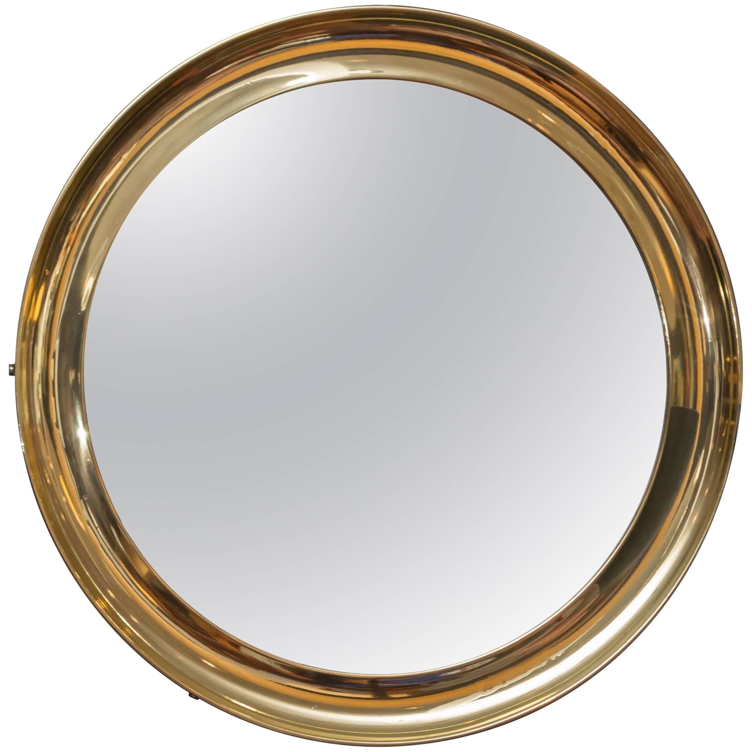 Italian Brass Port Hole Mirror