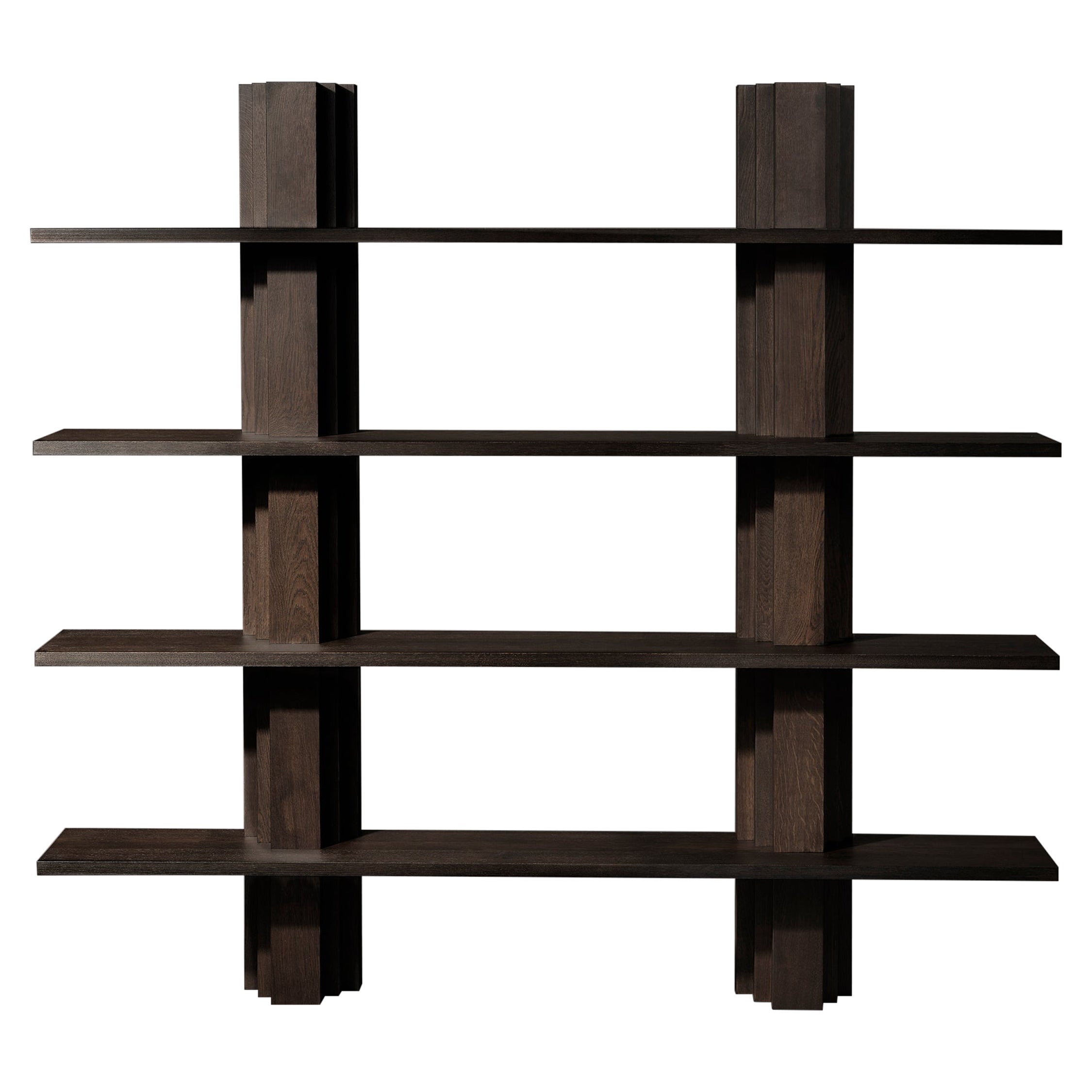 Brutalist Solid Oak Wooden Shelving - Brut Bibliothèque by Mokko For Sale